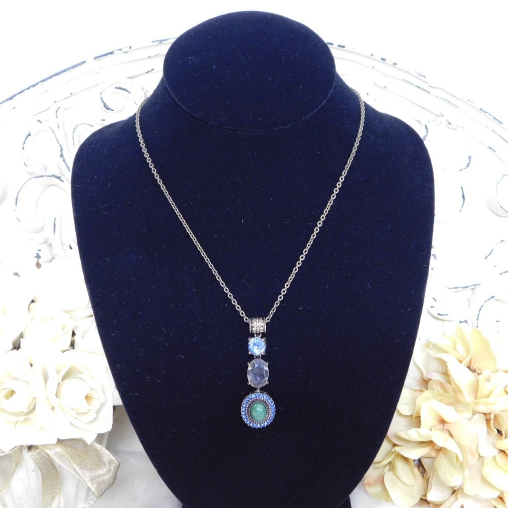 NRT Vintage Chain Pendant Necklace Boho Crystal